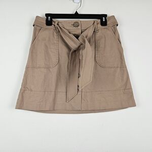 White House Black Market Tan Khaki Women's Skirt with Tie Detail Size 8